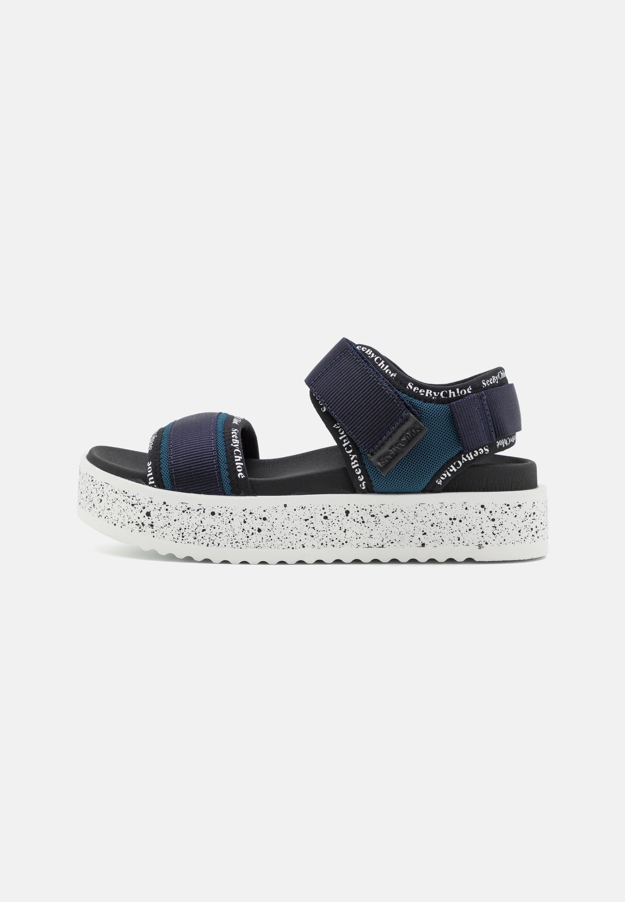 See by Chloé Womens Pipper 45mm Textile Platform Sandals - Blue Size 39