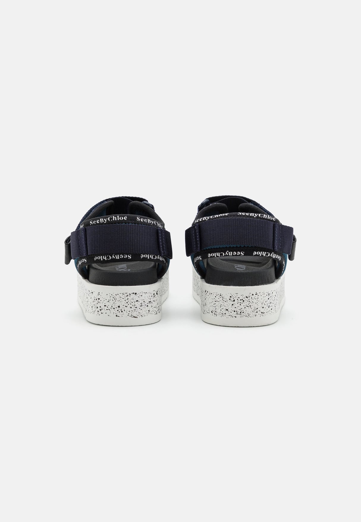 See by Chloé Womens Pipper 45mm Textile Platform Sandals - Blue Size 39