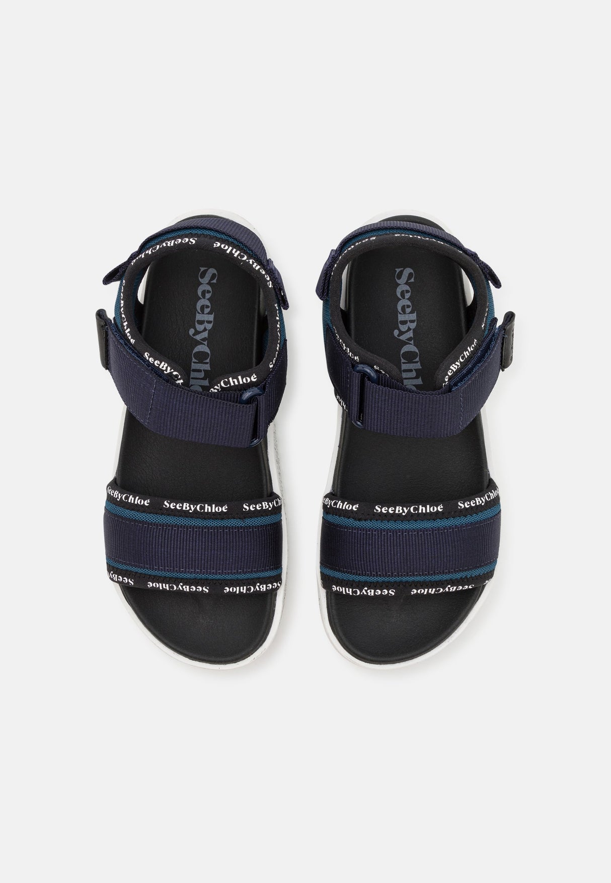 See by Chloé Womens Pipper 45mm Textile Platform Sandals - Blue Size 39
