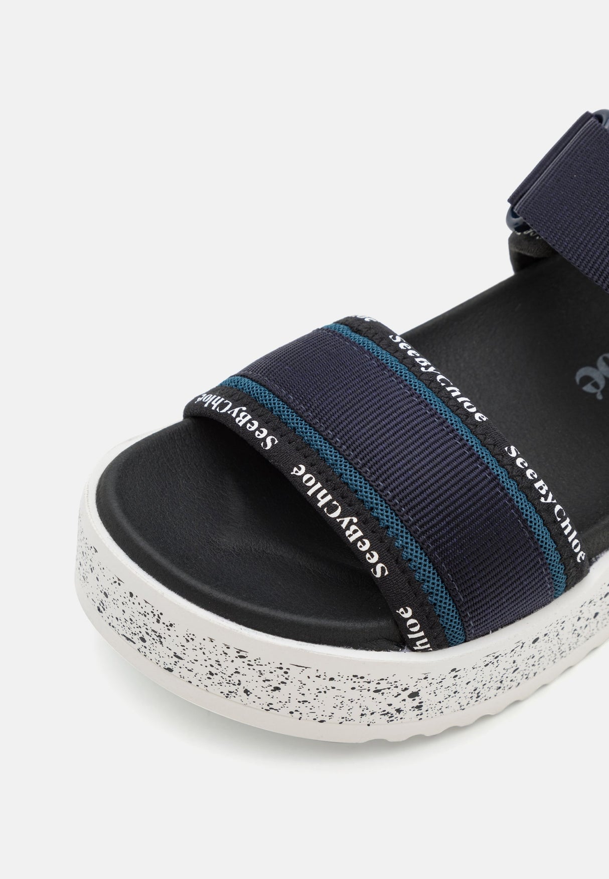 See by Chloé Womens Pipper 45mm Textile Platform Sandals - Blue Size 39