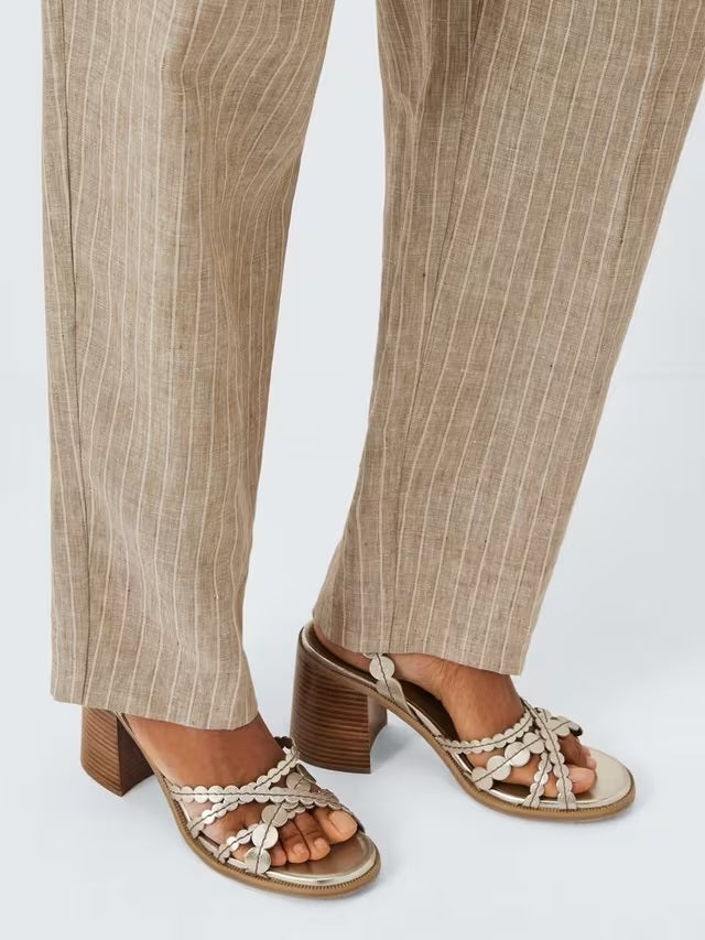 See By Chloé Kaddy Leather Circle Strap Heeled Sandals - Light Gold - UK 6