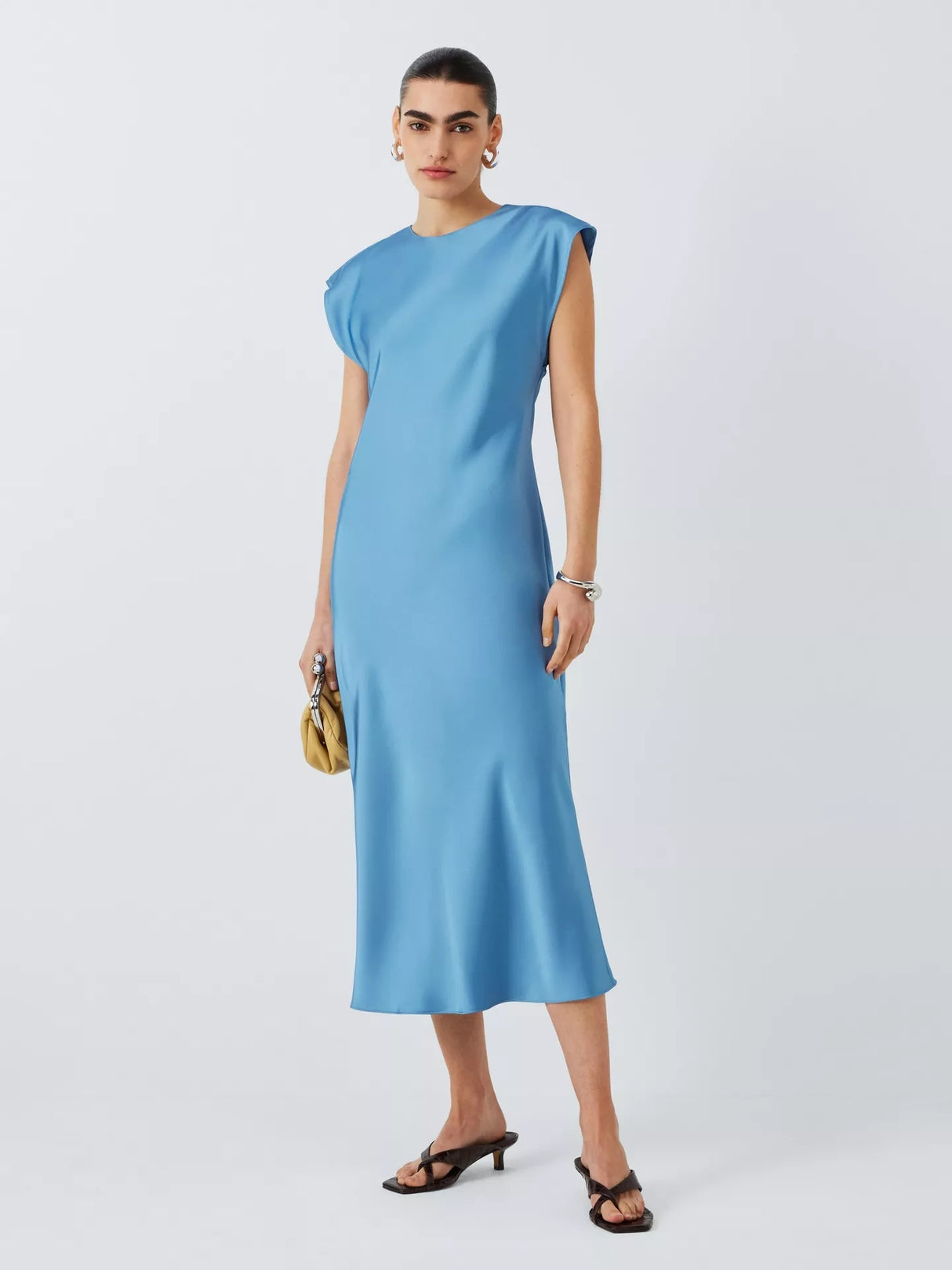 Marella Dina Sleeveless Crew Neck A-Line Midi Dress - Dust Blue - UK 12