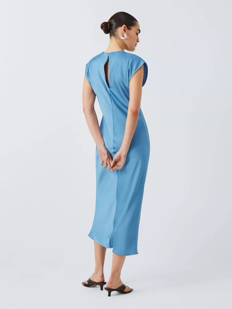Marella Dina Sleeveless Crew Neck A-Line Midi Dress - Dust Blue - UK 12
