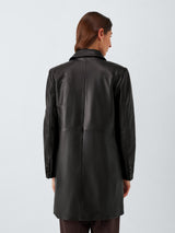 Marella Palombo Womens Regular Fit Smart Sheep Leather Coat Size 6 - Black