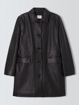 Marella Palombo Womens Regular Fit Smart Sheep Leather Coat Size 6 - Black