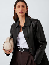 Marella Palombo Womens Regular Fit Smart Sheep Leather Coat Size 6 - Black