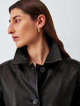 Marella Palombo Womens Regular Fit Smart Sheep Leather Coat Size 6 - Black