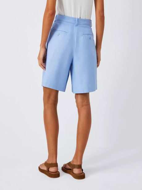 Weekend MaxMara Ecuba Flared Cotton Linen Blend Shorts - Light Blue - UK 10