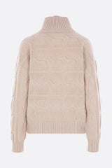 Max Mara Studio Vodka Cable Knit Cashmere Wool Pullover Jumper - Beige - S