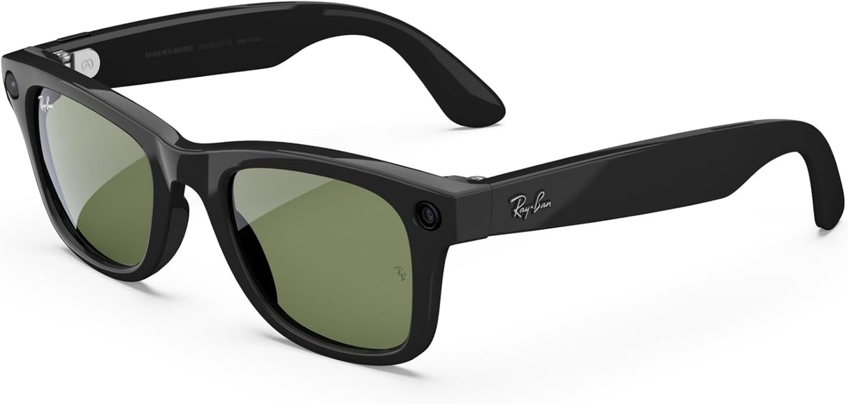 Meta Ray-Ban Meta Wayfarer Unisex Smart Sunglasses - Shiny Black/G15 Green