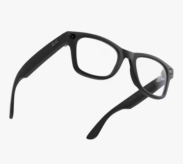 Meta Ray-Ban Clear to G15 Green Wayfarer Glasses - Matte Black - Medium