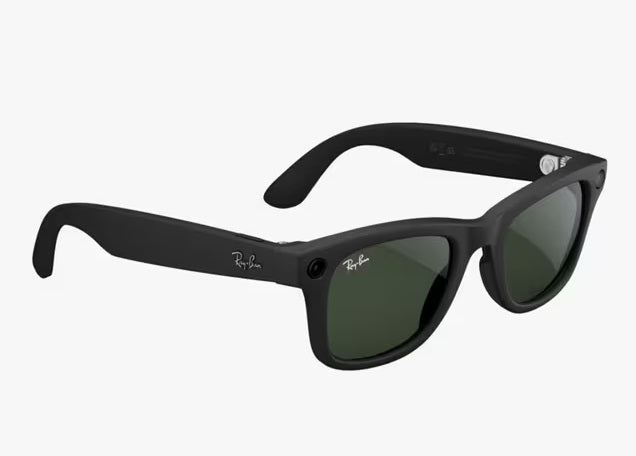 Meta Ray-Ban Clear to G15 Green Wayfarer Glasses - Matte Black - Medium