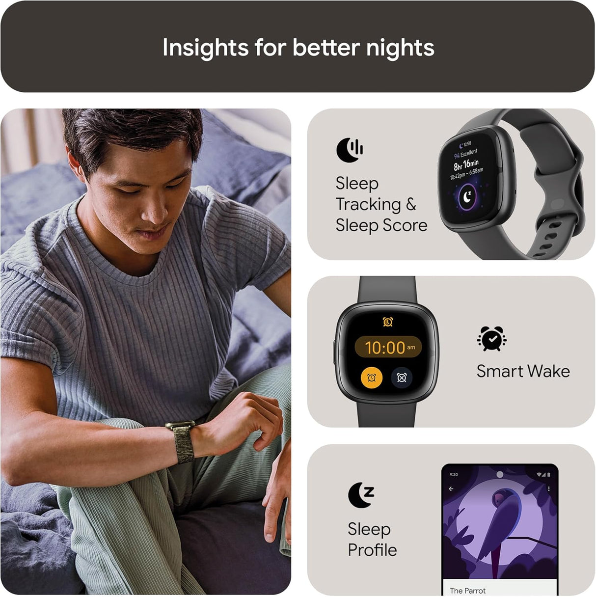 Fitbit Sense 2 Health & Fitness GPS Smartwatch - Shadow Grey/Graphite - Kazoop 