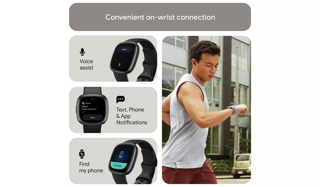 Fitbit Versa 4 Fitness Smartwatch 28.38mm GPS FB523BKBK - Graphite/Black