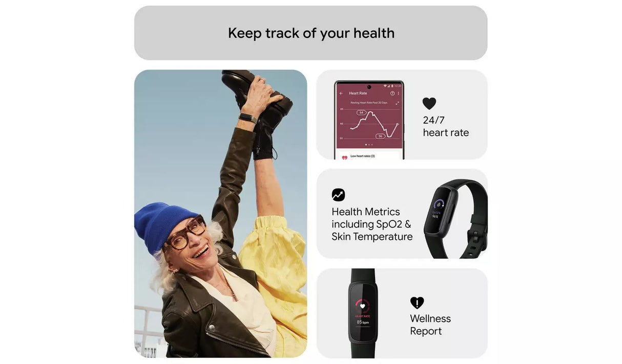 Fitbit Inspire 3 Fitness Tracker 16.07mm Touchscreen iOS/Android - Black - Kazoop 