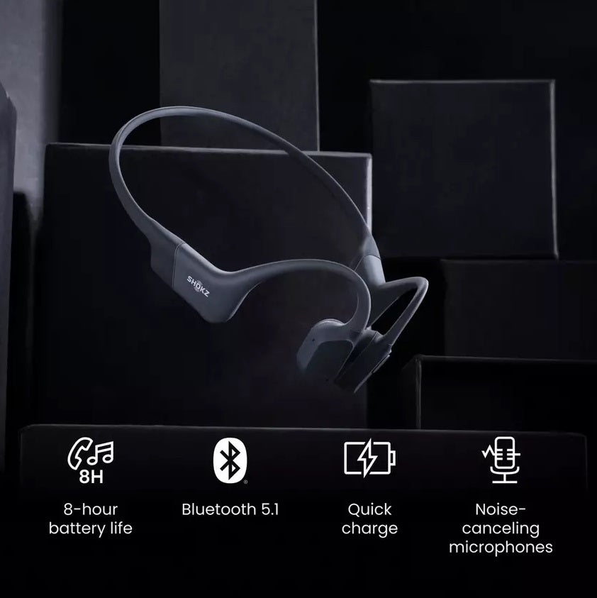 Shokz OpenRun Wireless Bluetooth USB-C IP67 Open-Ear Headphones - Black
