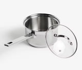 John Lewis Classic 3 Pieces Saucepan & Glass Lid Set - Stainless Steel