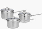 John Lewis Classic Stainless Steel Lidded Saucepan 3 Piece Set
