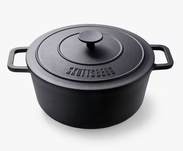 Skottsberg Cast Iron 28cm 5.5L Oven Safe Casserole Dish & Lid - Black