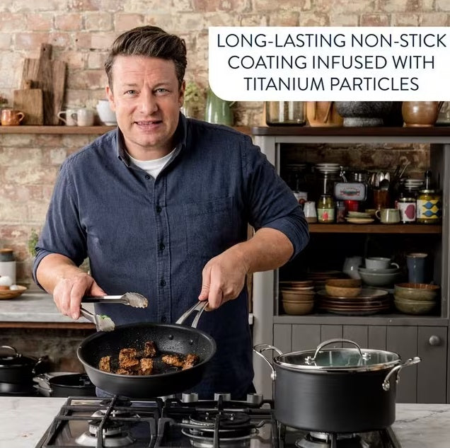 Jamie Oliver by Tefal Hard Anodised Aluminium Non-Stick 5 Piece Pan Set