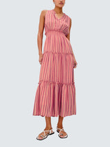 Rails Loulou Cabana Stripe Womens Linen Blend Rich Dress Pink Multi - Size M