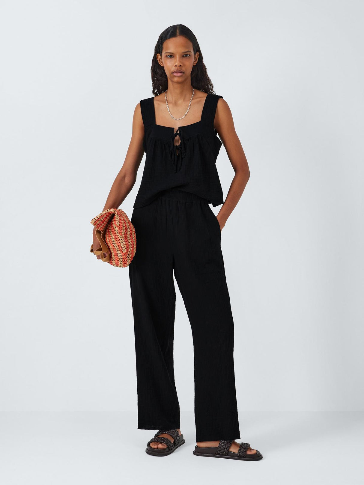 Rails Leon Women's Cotton Mid Rise Straight Cropped Trousers - Black - L