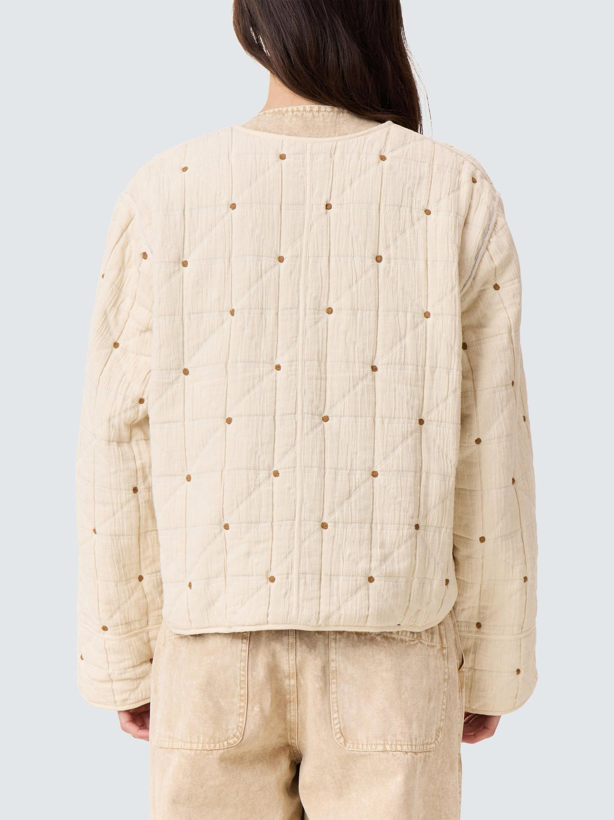 Leon & Harper Vahala Womens Regular Fit Cotton Quilted Jacket Ecru - Size S