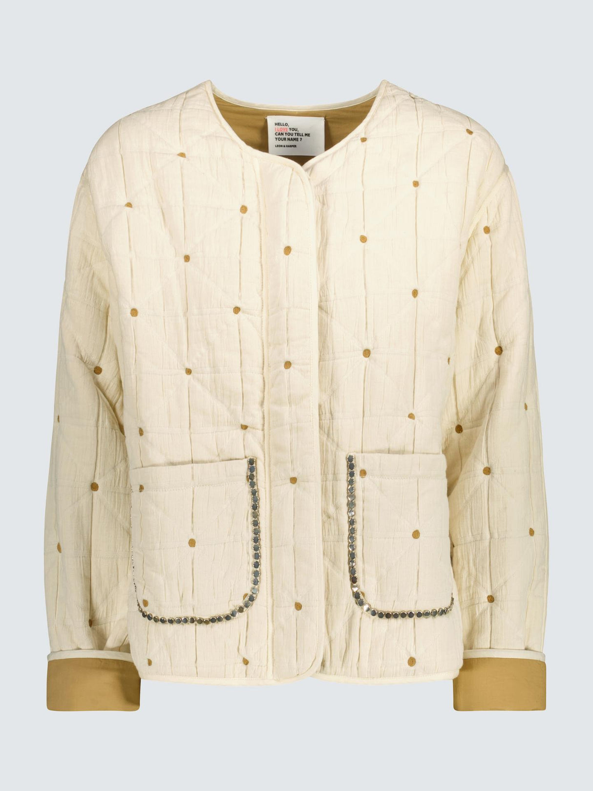 Leon & Harper Vahala Womens Regular Fit Cotton Quilted Jacket Ecru - Size S