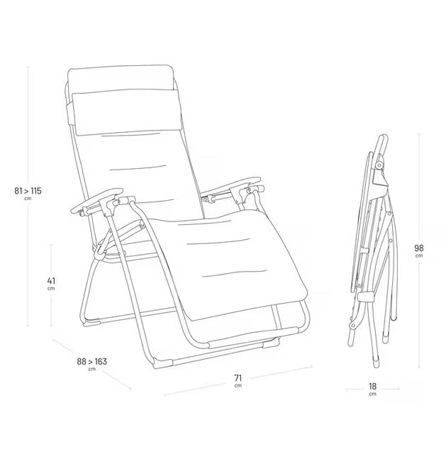 Lafuma Air Comfort Futura Garden Foldable Reclining Sun Lounger - Acier