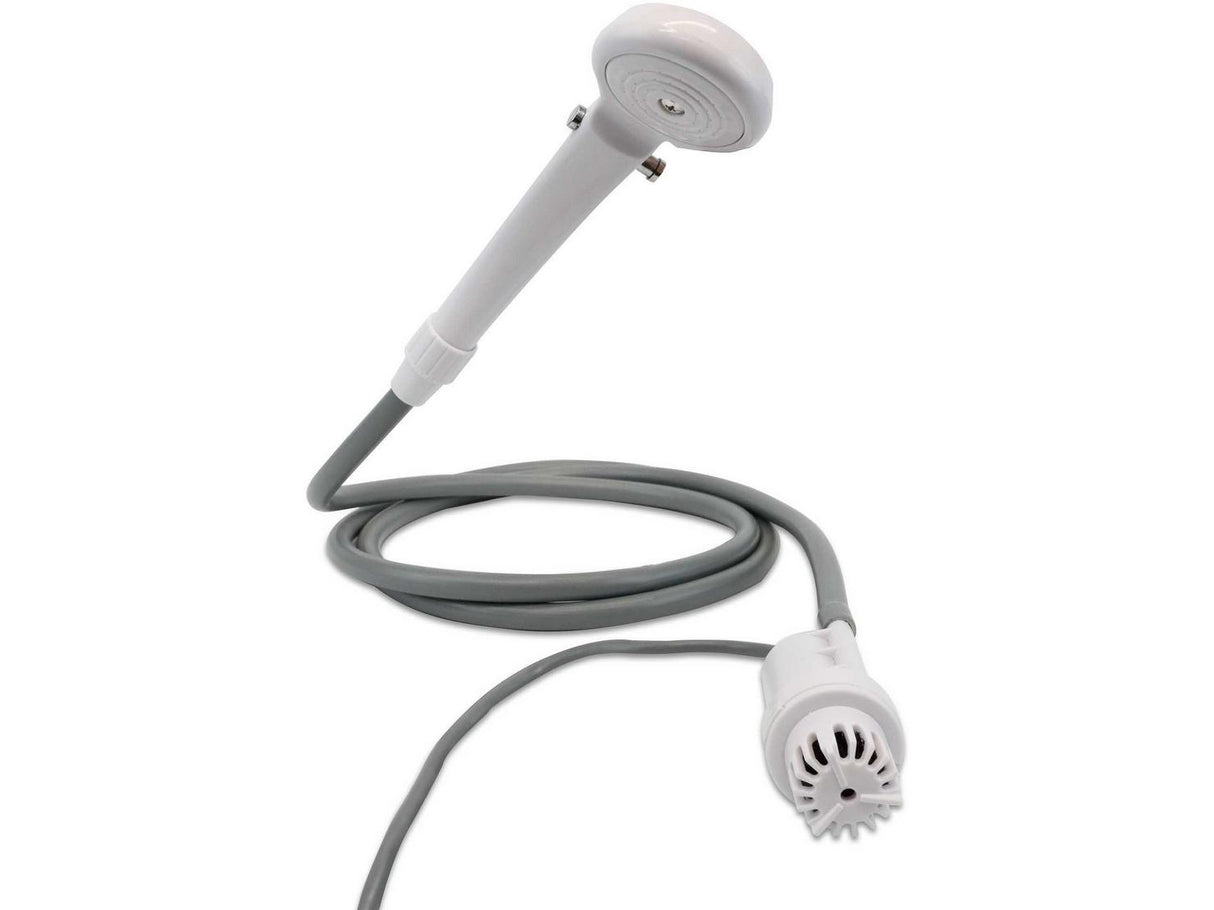 Leisurewize Outdoor 12v Portable Shower With Suction Mounted Hook- White