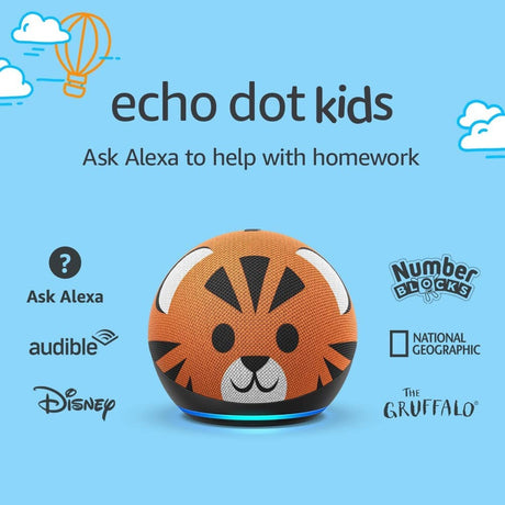 Amazon Echo Dot Kids 4th Gen Smart Speaker with Parental Controls - Tiger - Kazoop 