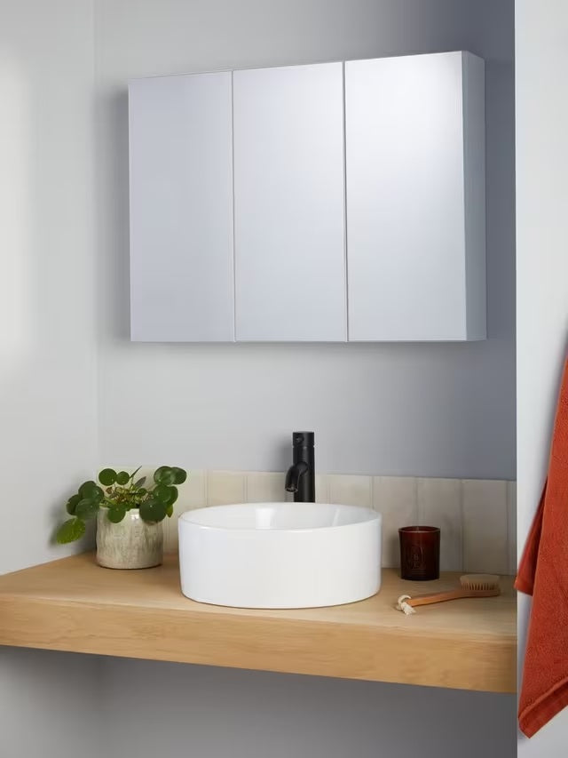 John Lewis White Gloss Soft Close Triple Mirrored Bathroom Cabinet - White