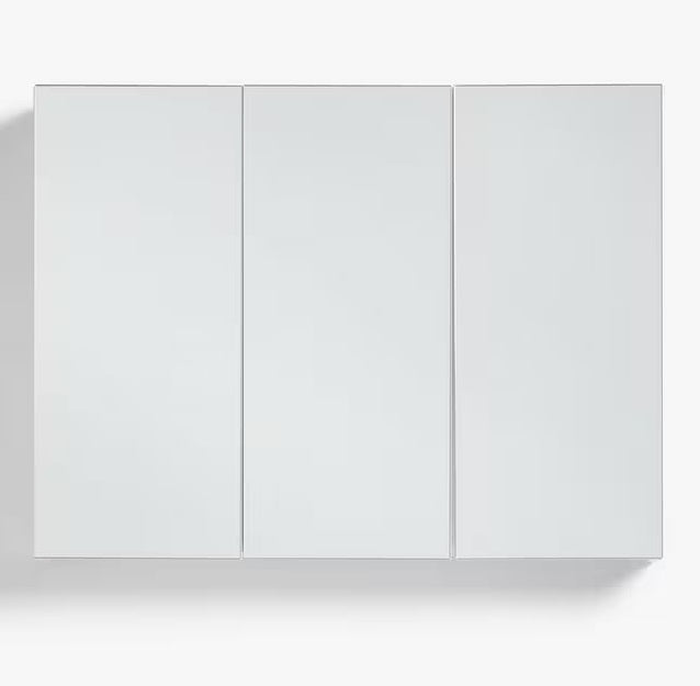 John Lewis White Gloss Soft Close Triple Mirrored Bathroom Cabinet - White