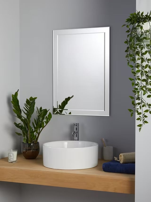 John Lewis Duo Large Modern Rectangle Glass Bathroom Mirror H80 x W60cm
