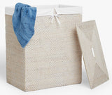 John Lewis & Partners White Rattan 2 Section Laundry Basket - Natural