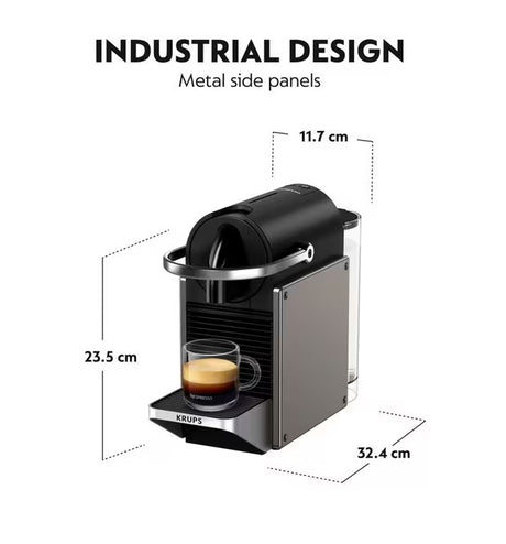 Nespresso by Krups XN306T40 Pixie Capsule Coffee Machine - Titanium/Black - Kazoop 