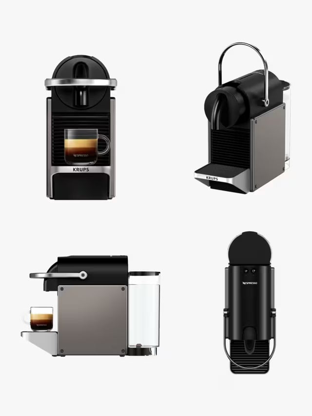 Nespresso by Krups XN306T40 Pixie Capsule Coffee Machine - Titanium/Black - Kazoop 
