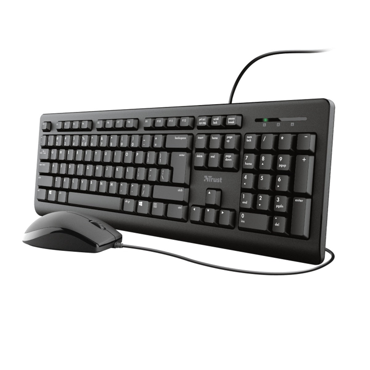 Trust TKM-250 QWERTY UK USB Wired Keyboard & Mouse Set - Black - Kazoop 
