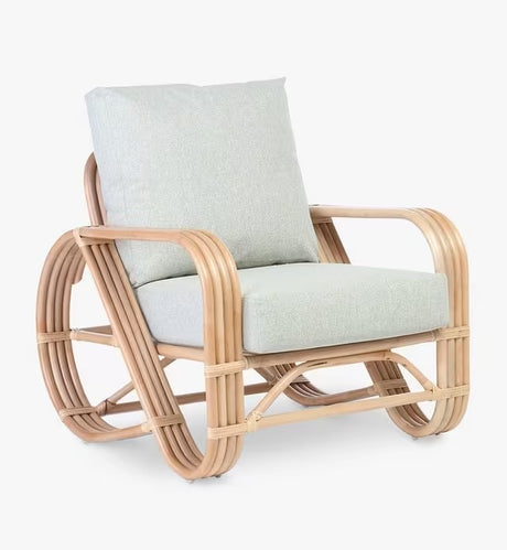 Desser Pretzel Rattan Modern Curved Conservatory Lounge Armchair - Natural