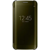 Samsung Galaxy S6 Edge Premium Protective Clear View Flip Phone Cover - Gold