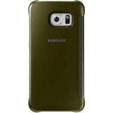 Samsung Galaxy S6 Edge Premium Protective Clear View Flip Phone Cover - Gold