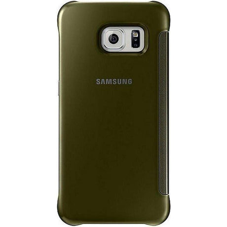 Samsung Galaxy S6 Edge Premium Protective Clear View Flip Phone Cover - Gold