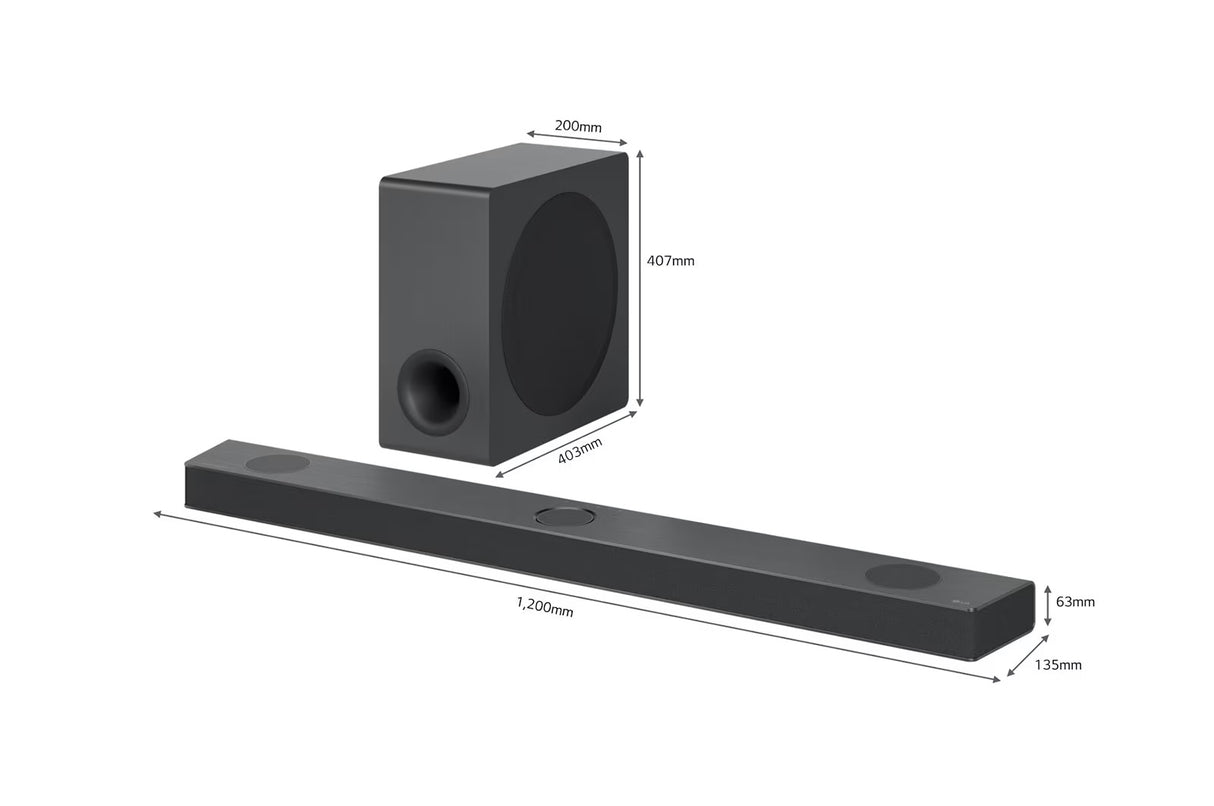 LG S90QY 5.1.3 Ch Bluetooth Wi-Fi Soundbar & Wireless Subwoofer - Dark Grey