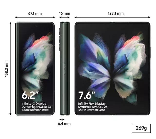Samsung Galaxy Z Fold3 5G Smartphone 512GB 12GB Unlocked SIM-Free - Green - Kazoop 