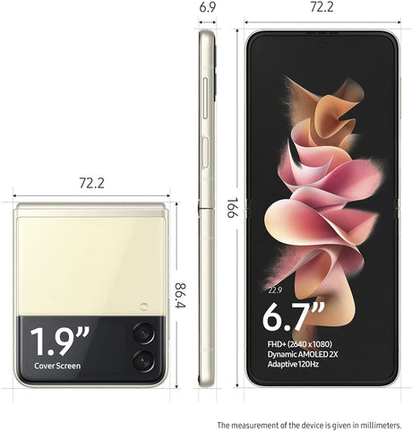Samsung Galaxy Z Flip3 5G 6.7'' Smartphone 256GB Unlocked SIM-Free Cream - Kazoop 