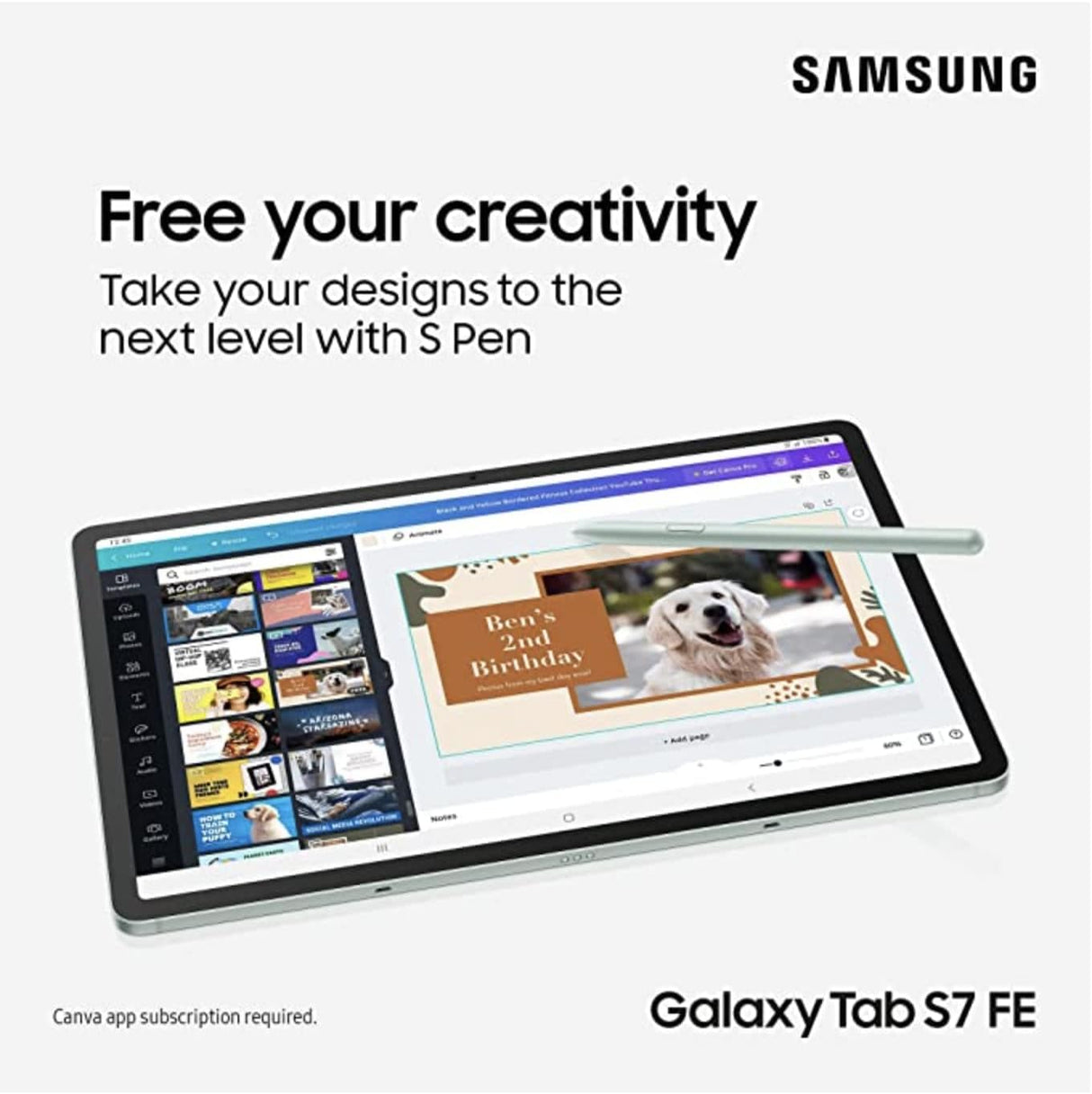 Samsung Galaxy Tab S7 FE 12.4" Android Tablet 6GB RAM 128 GB Mystic Silver