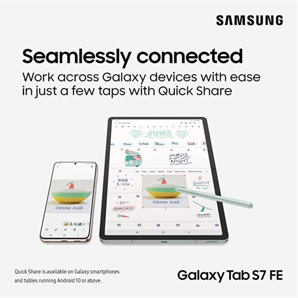 Samsung Galaxy Tab S7 FE 12.4" Android Tablet 6GB RAM 128 GB Mystic Silver