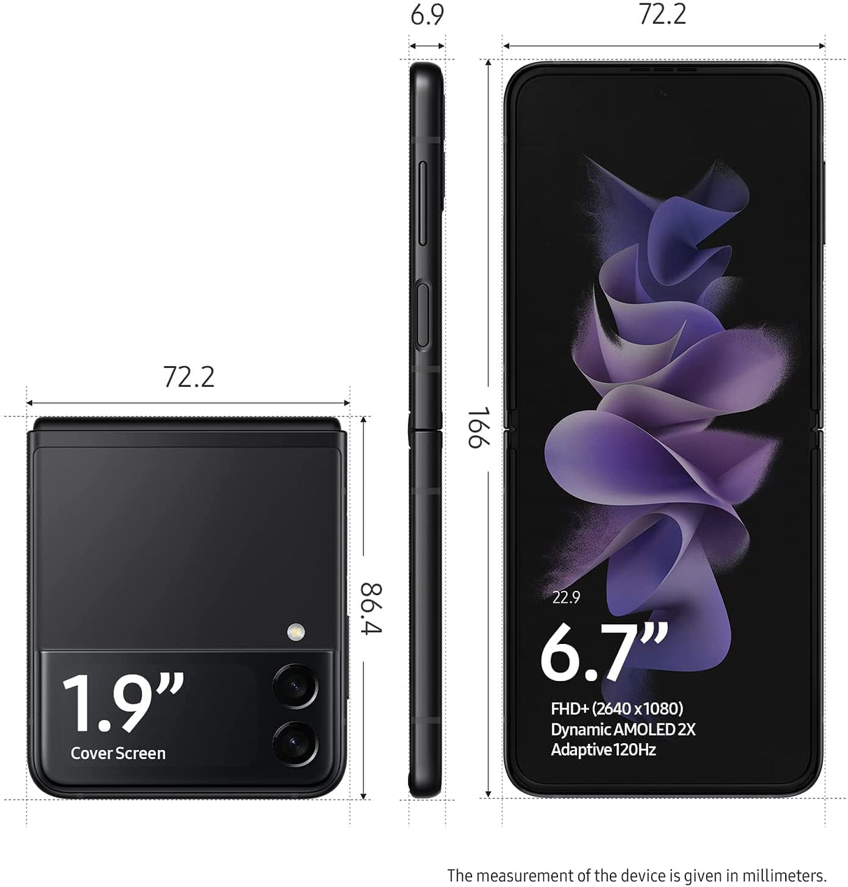 Samsung Galaxy Z Flip3 5G Smartphone 128GB Dual SIM-Free - Phantom Black - Kazoop 