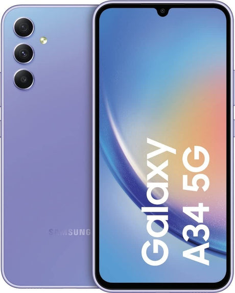 Samsung Galaxy A34 128GB Smartphone 5G 6.6'' Unlocked SIM-Free - Violet - Kazoop 