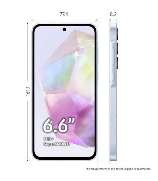 Samsung Galaxy A35 6.6'' 5G Smartphone 128GB Unlocked Dual-SIM - Ice Blue - Kazoop 